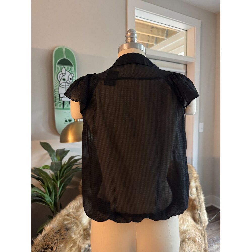 Black Sheer Ruffle Blouse - Picture 2 of 2